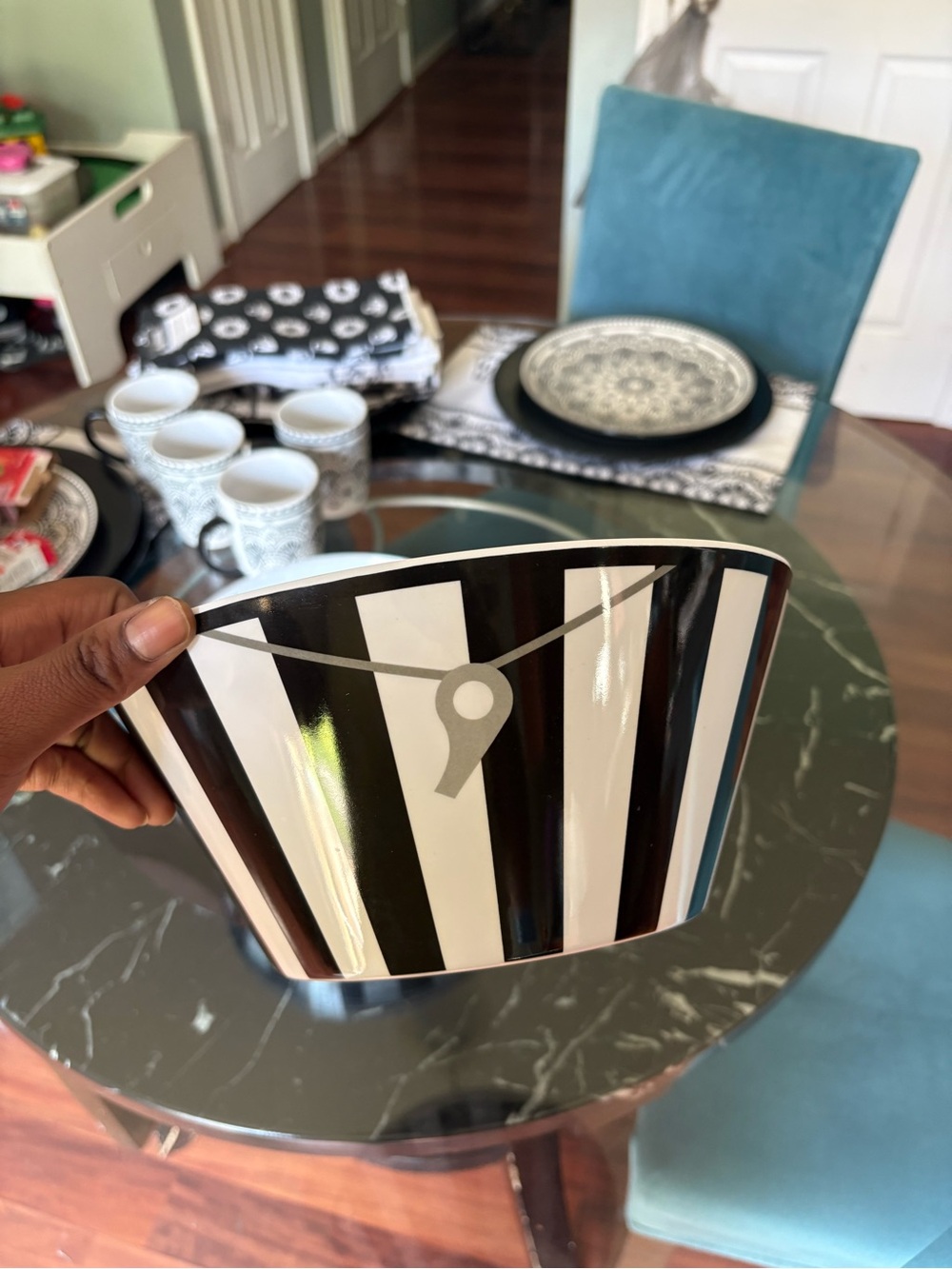 Set of 4 Black & White Striped (referee) Serving Bowls
